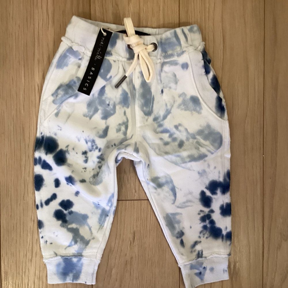 NWT. Miki Miette Brand Blue & White Sweatpants Baby Size 3 Months